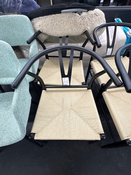 (2 pack) Better Homes & Gardens Springwood Wishbone Chair, Metal Base with Black Finish - new