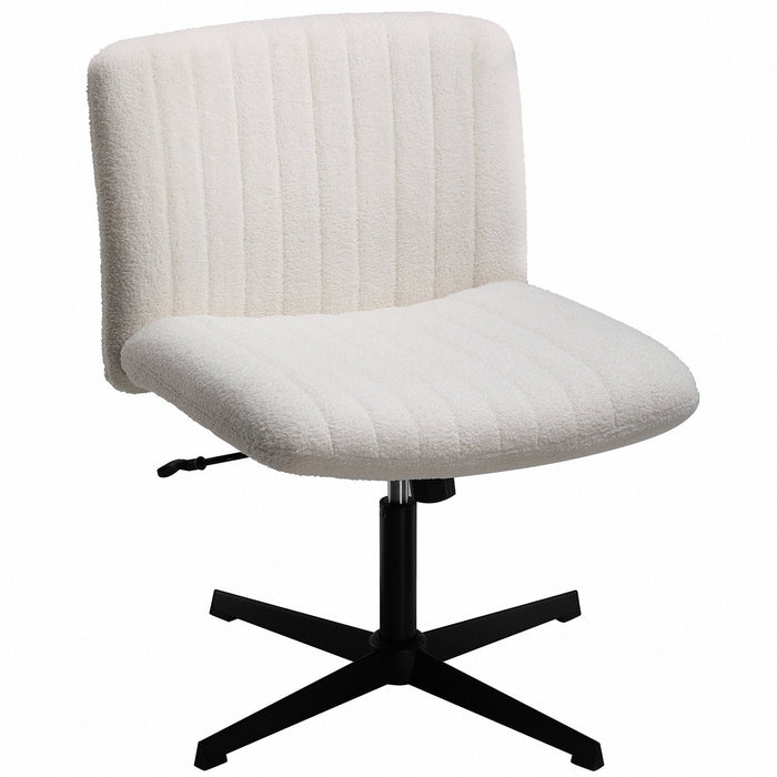 Mainstays Oversized Wide Seat Channel Upholstered Office Criss-Cross Chair, White Boucle - open_box