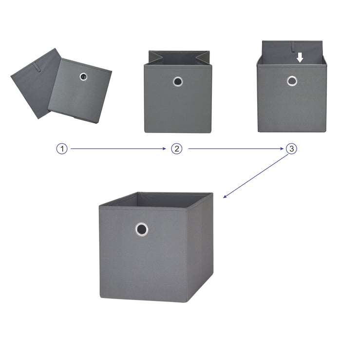 Mainstays Collapsible Fabric Cube Storage Bins (10.5" x 10.5"), 4 Pack, Grey Flannel - new