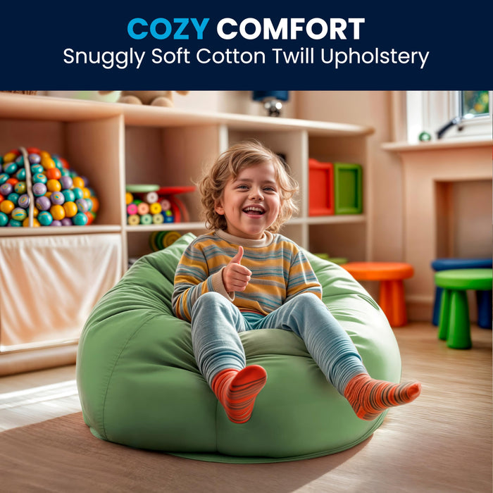 Flash Furniture Dillon Small Bean Bag Chair for Kids and Teens, Foam-Filled Beanbag Chair with Machine Washable Cover, Green - new