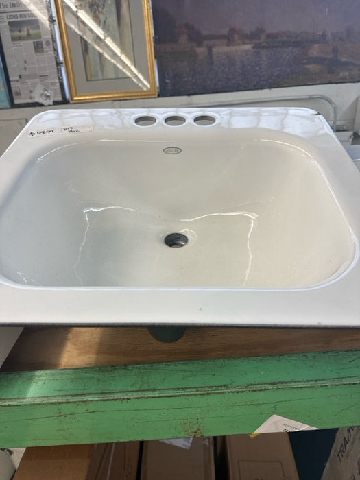 KOHLER K-2890-4-0 Tahoe Metal Frame Bathroom Sink, White (CONER DAMAGED) - display_model