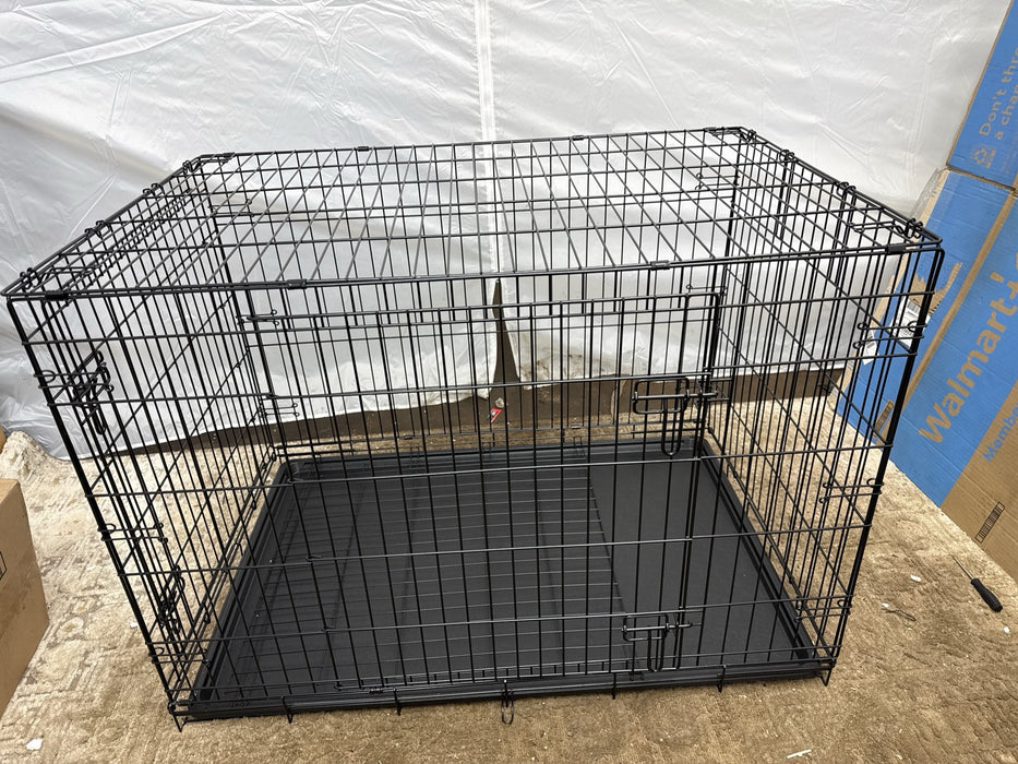 Vibrant Life Wire Dog Crate, Double-Door, Divider and Leak-Proof Tray, Metal, Foldable, Durable, Black, 36" - new