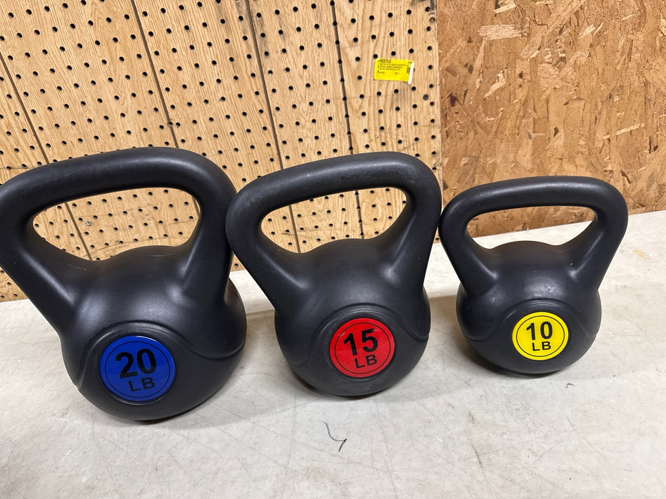 BalanceFrom Wide Grip Kettlebell Exercise Fitness Weight Set, 3-Pieces: 10lb, 15lb and 20lb Kettlebells - new