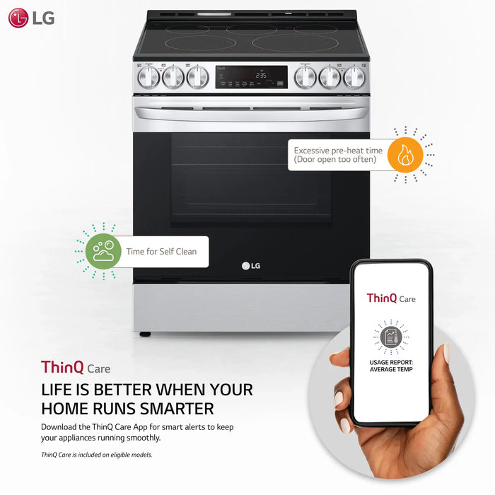 LG - 6.3 Cu. Ft. Smart Slide-In Electric True Convection Range with EasyClean and AirFry - Stainless Steel - display_model