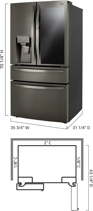 LG - 22.5 Cu. Ft. 4-Door French Door-in-Door Counter-Depth Smart Refrigerator with Craft Ice - PrintProof Black Stainless Steel - open_box