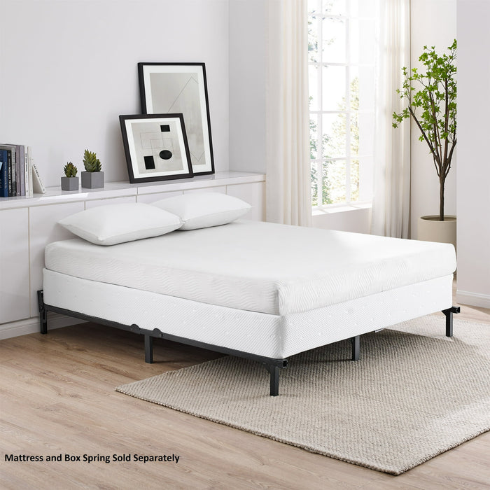 Mainstays 7" Twin/Full/Queen Size Adjustable Metal Bed Frame, Black, Box Spring Required - new
