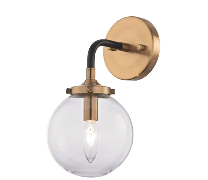 1-Light Matte Black and Antique Gold Wall Sconce - open_box