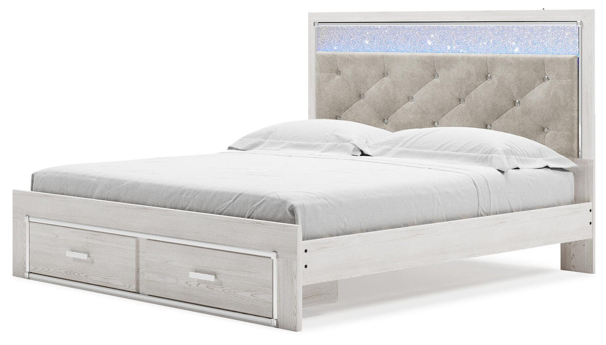 Altyra White Altyra King Upholstered Storage Bed