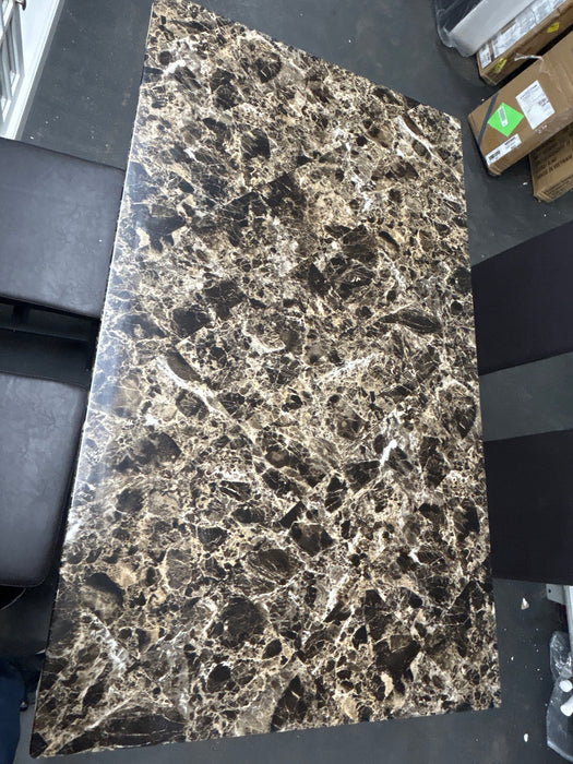 Recaceik 5 Piece Marble Sets, Table 4,with Faux Leather Metal Frame Chairs for Dining Room, Kitchen, Breakfast Corner - new