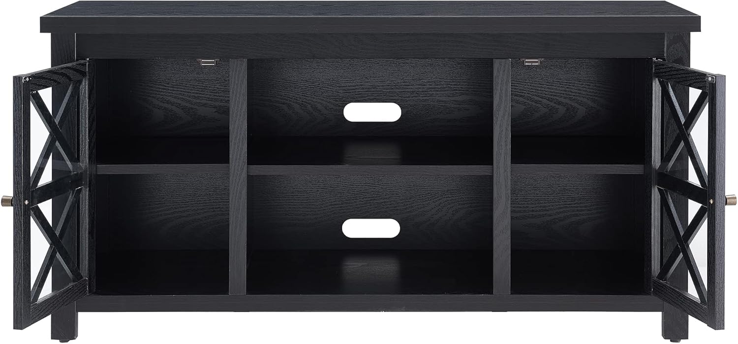 Henn&Hart Rectangular TV Stand for TV's up to 55" in Black, TV Stands for the Living Room - new