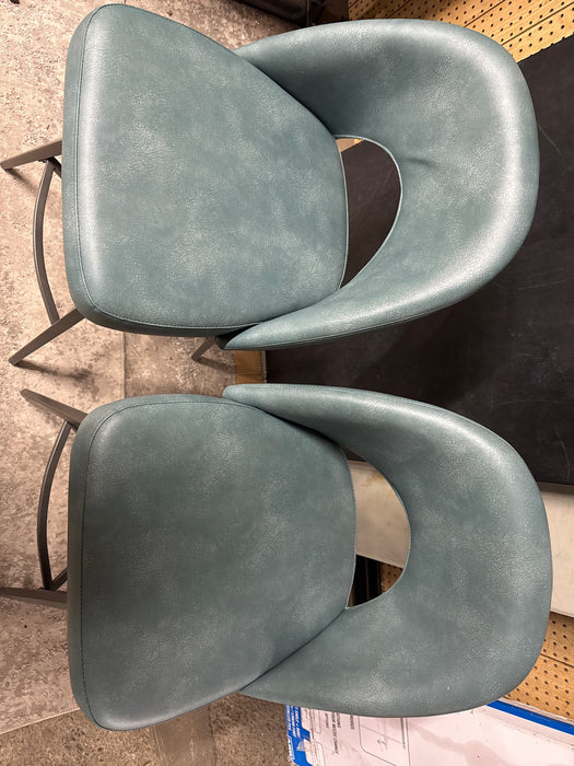 Weston Home Krista 24" Metal Swivel Mid Back Counter Stools, Set of 2, Teal - open_box