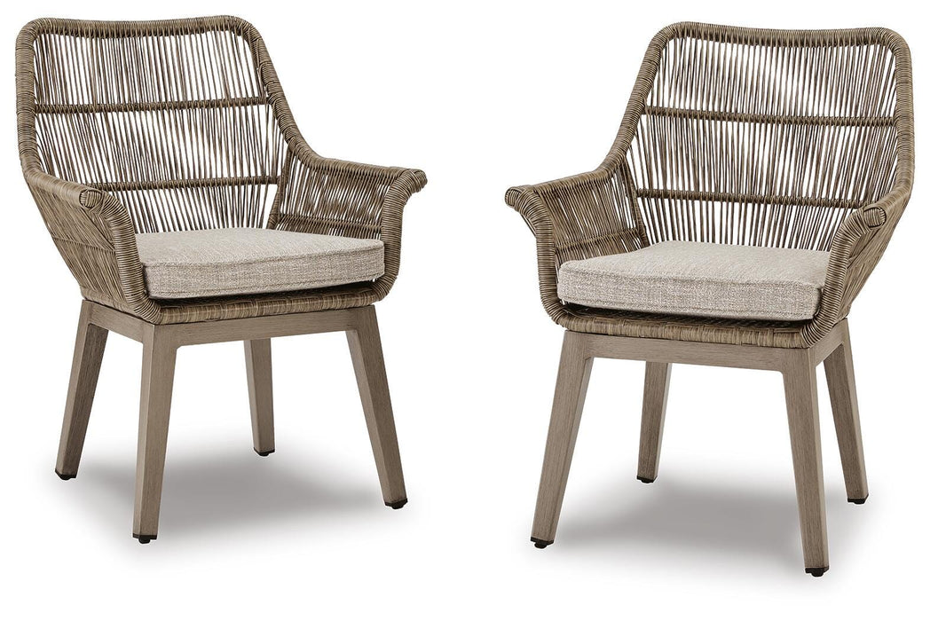 Beach Front Beige Arm Chair With Cushion (Priced Per Item, Must Order 2, 4, 6, or 8)
