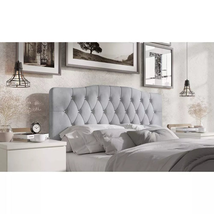 ChaletPosh Twin Size Upholstered Headboard Silver Grey Velvet - new