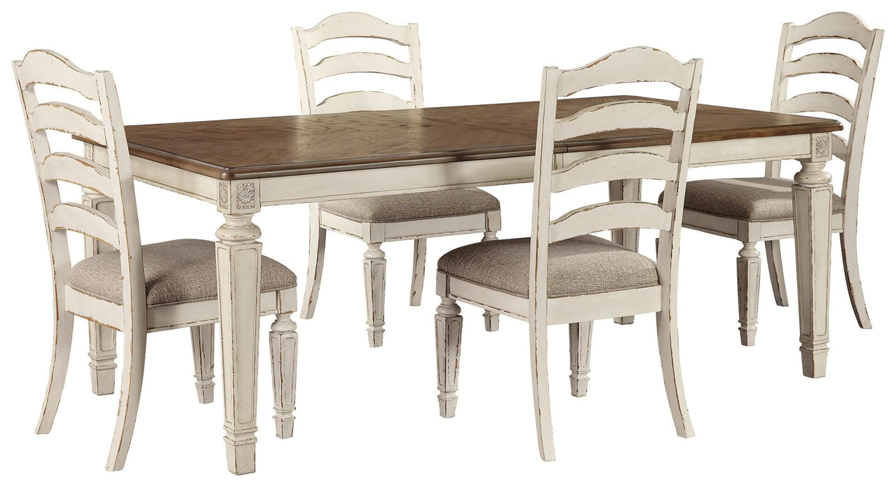 Realyn Chipped White Realyn Dining Table and 4 Chairs
