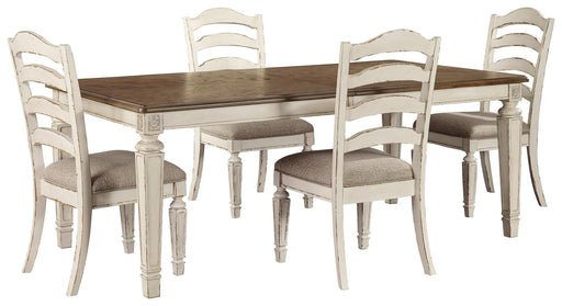 Realyn Chipped White Realyn Dining Table and 4 Chairs