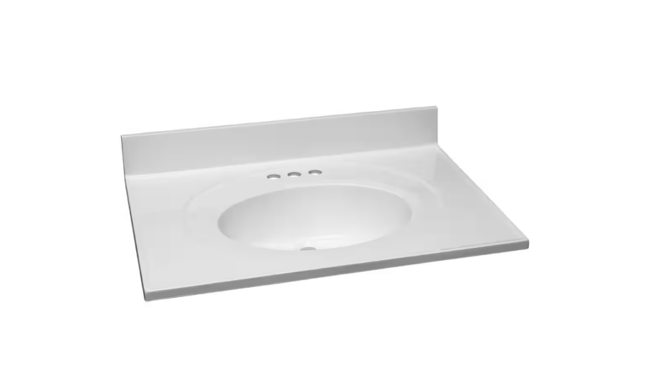 31 in. W x 22 in. D Cultured Marble Vanity Top in Solid White with Solid White Basin 74 - new