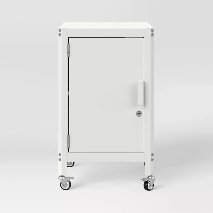 Dorm Metal Rolling Locker Storage Cabinet with Lock Chalk White - Room Essentials