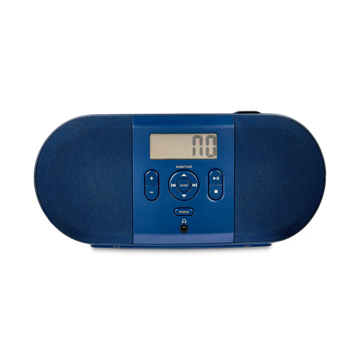 onn. Portable CD Boombox with Digital FM Radio, Navy - new