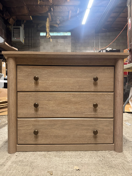 My Texas House Monroe 3 Drawer Nightstand with USB, Brushed Oak Finish - new