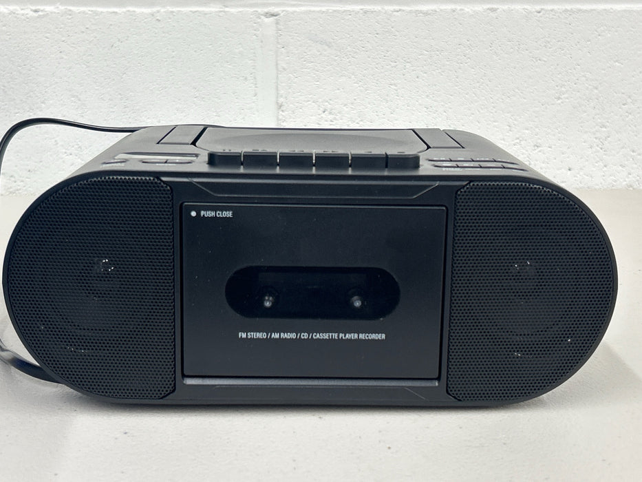 onn. Portable Bluetooth CD/Cassette Boombox with AM/FM Radio, Black - new