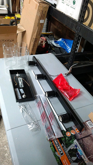 Hampton Bay HD4969A3 4-Lights Matte Black Clear Glass Kitchen Island Chandelier - open_box