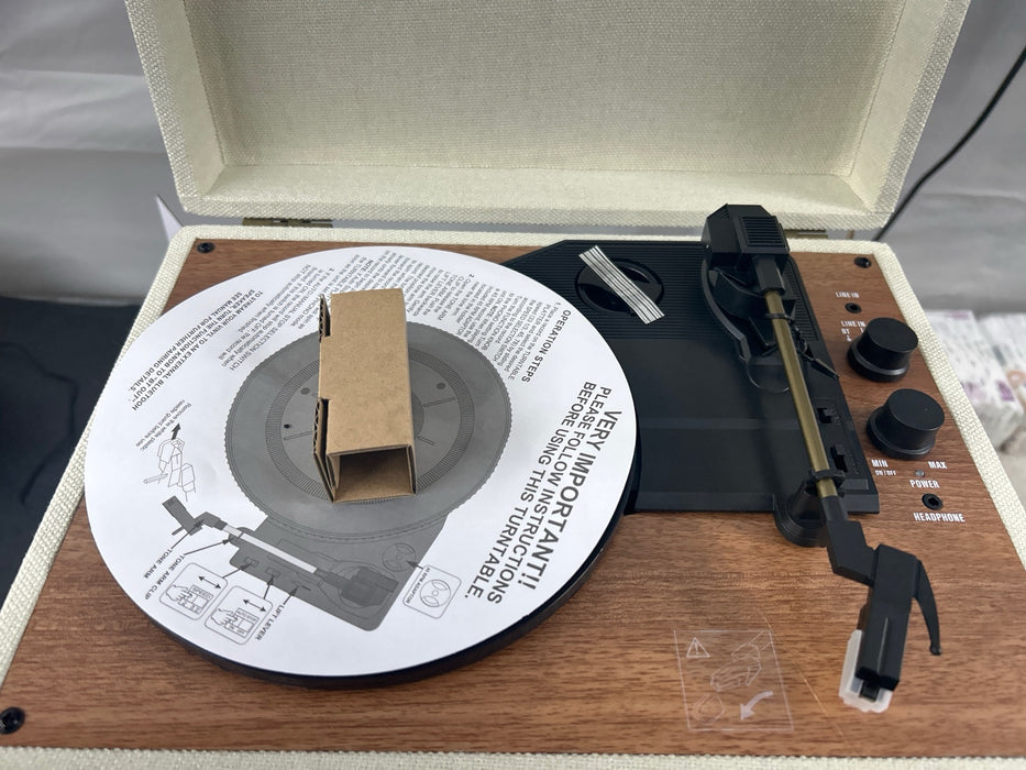 Victrola Venture Bluetooth Portable Mid-Century Modern Suitcase Record Player with 3-Speed Turntable & Built-in Speakers | Oak - new