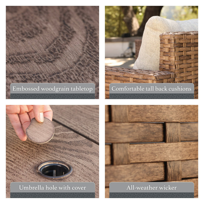 Better Homes & Gardens Brookbury 4 Piece Outdoor Wicker Patio Sectional Dining Set, Gray Cushions - new