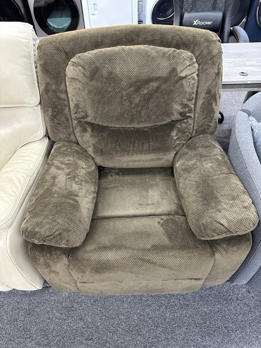 serta push-button power recliner with deep body cushions, brown fabric - new