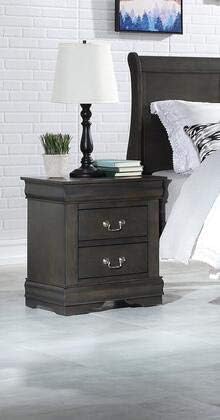 Traditional 2-Drawer Nightstand with Metal Handles, Fully Assembled, 21" L x 15" W x 24" H -