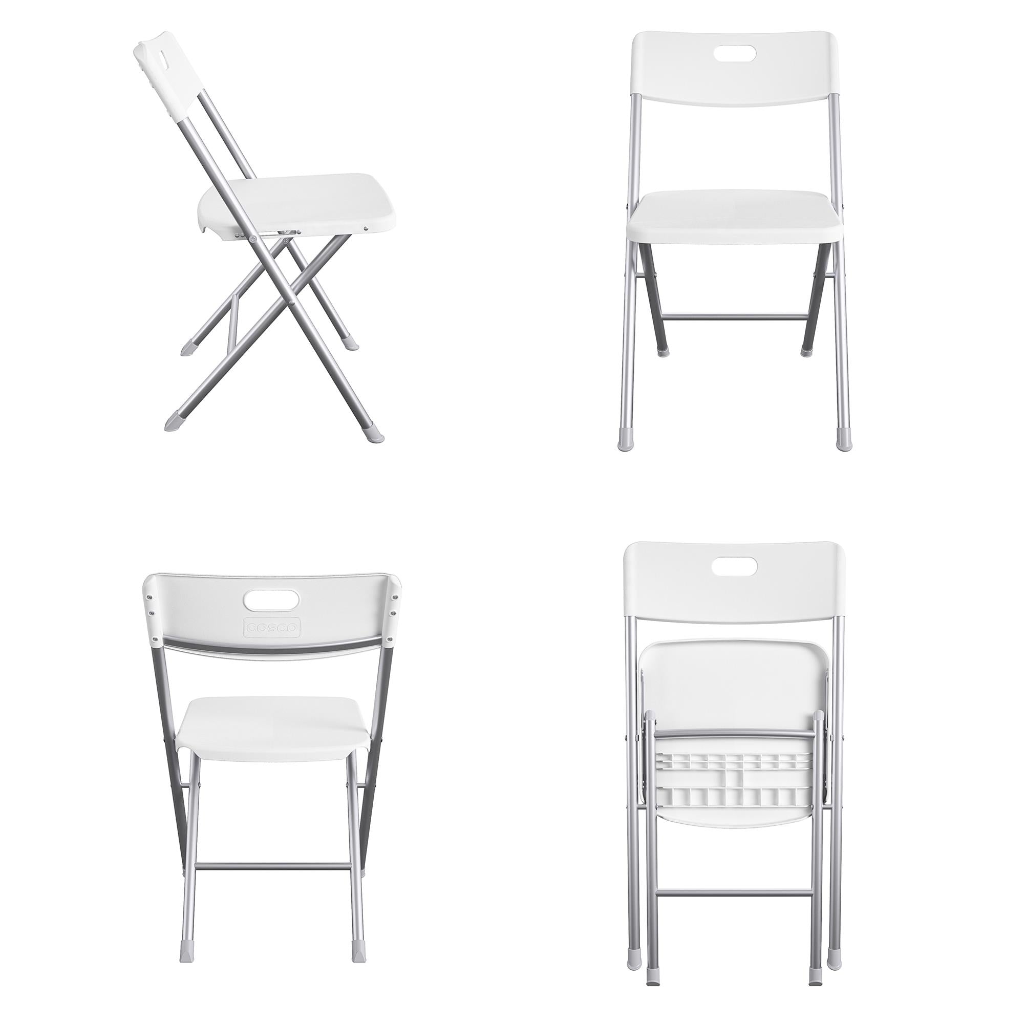 Mainstays Resin Seat & Back Folding Chair, White, 4-Pack - open_box