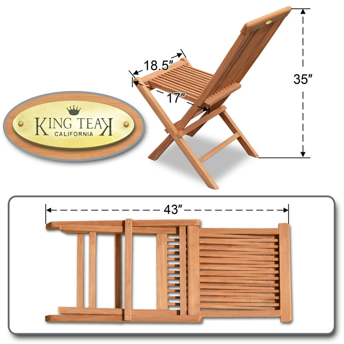 King Teak Golden Teak Wood Folding Chair Outdoor Patio Garden Yard Folding Seat Chair 2 Piece - open_box