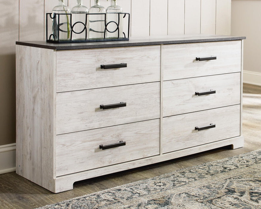 Shawburn Whitewash/Charcoal Gray Six Drawer Dresser