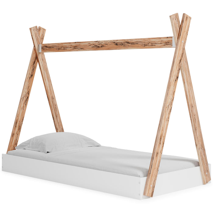 Piperton Two-tone Brown/White Twin Tent Complete Bed in Box