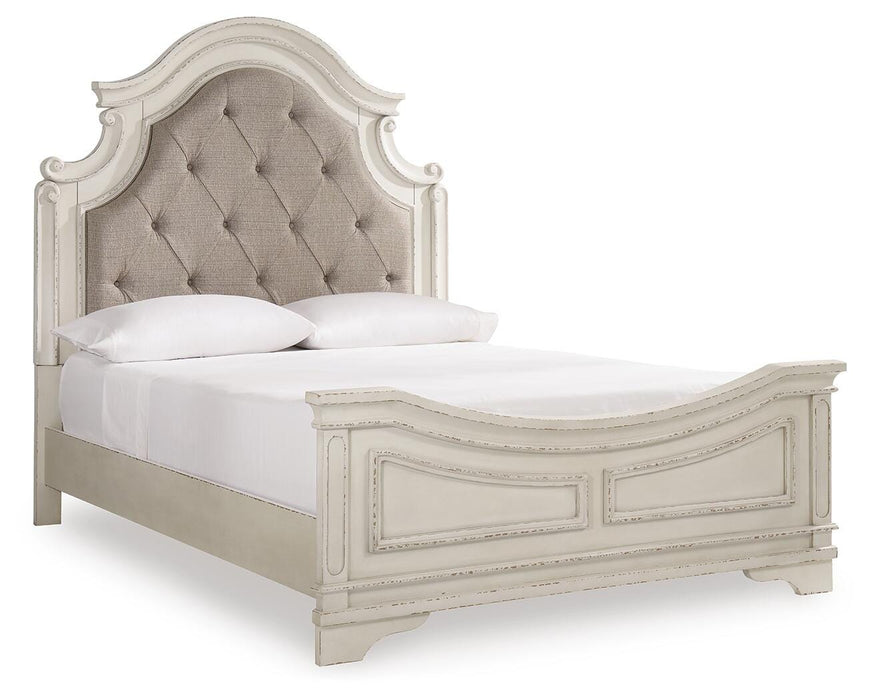 Realyn Chipped White Realyn Queen Upholstered Panel Bed - Brand New