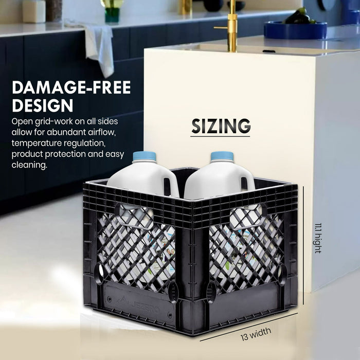 Juggernaut Storage 16QT Heavy-Duty Plastic Square Milk Crate Black - open_box