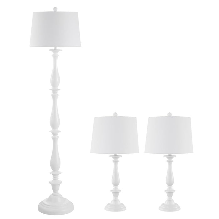 SAFAVIEH Bessie Classic Floor and Table Lamps Set, White, Set of 3 - new