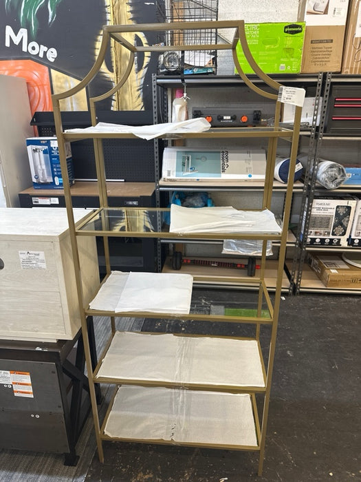 Better Homes & Gardens 71 Nola 5 Shelf Etagere Bookcase, Gold Finish - open_box