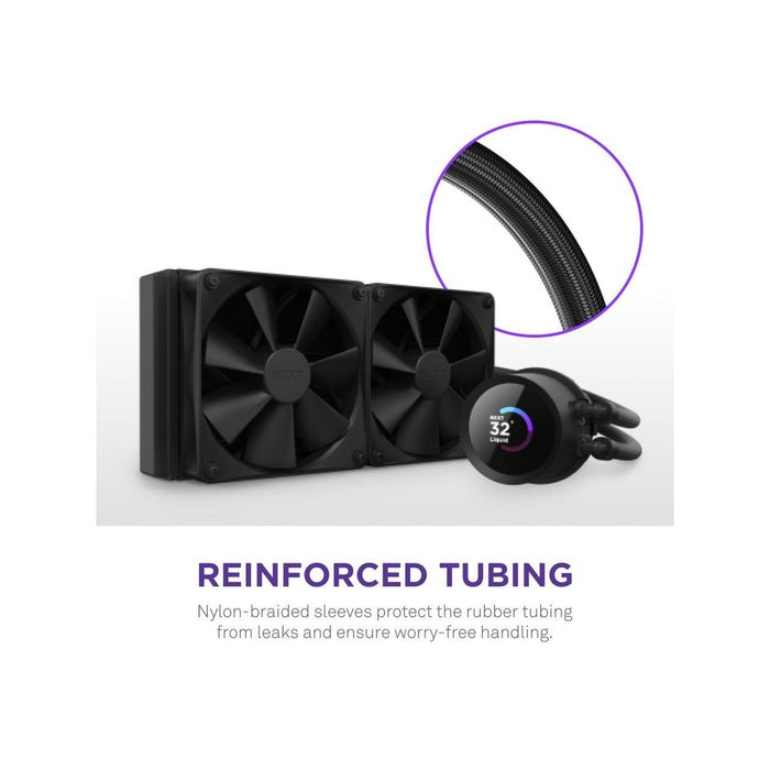 NZXT Kraken 240mm - RL-KN240-B1 – AIO CPU Liquid Cooler - LCD Display - 2 x F120P Static Pressure Fan Radiator Fans LGA 1700 / AM5 Compatible - open_box
