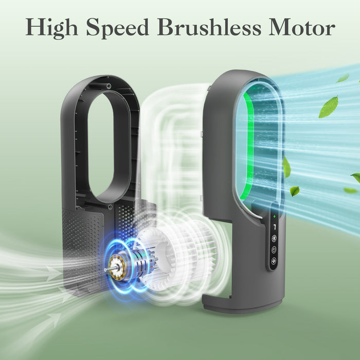 Better Homes & Gardens Bladeless Cooling Fan with LED Light, Quiet Desk Fan 3 Speeds, Portable Touch Control for Office Home - new