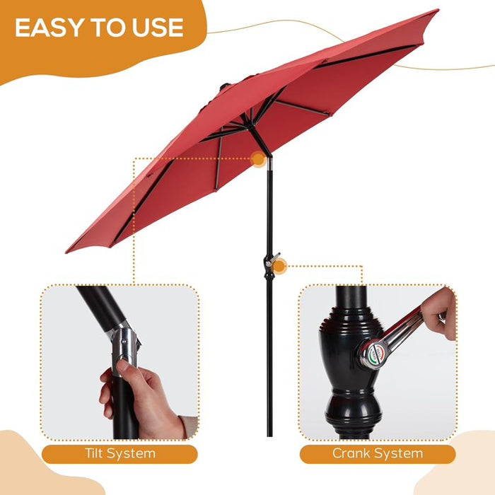 Smiaoer 9-FT Outdoor Patio Umbrella with Push Button Tilt and Crank, Patio Table Market Umbrella with 8 Sturdy Ribs UV Protection Waterproof for Pool Table Deck Porch Yard Garden,Red - new
