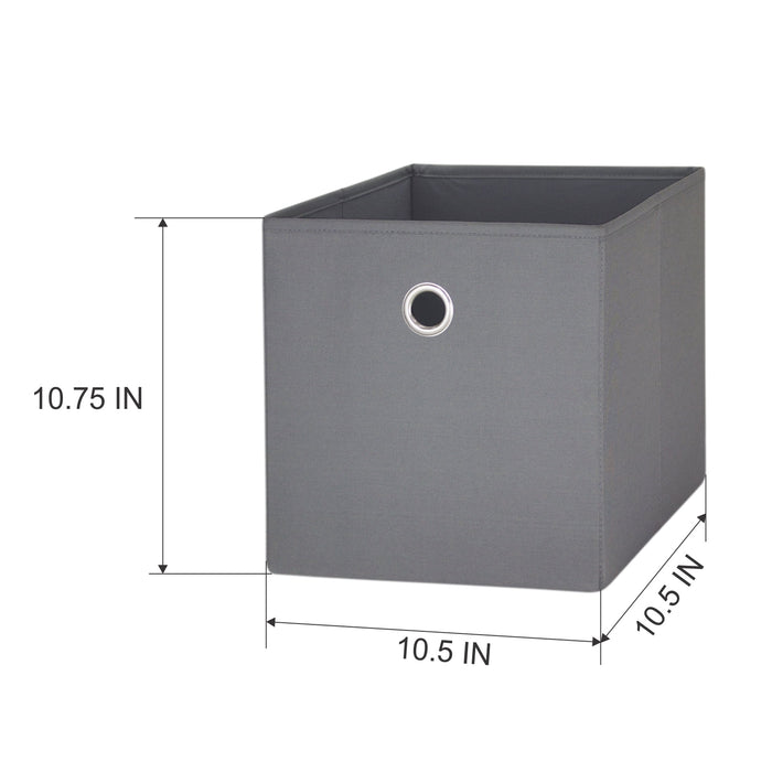 Mainstays Collapsible Fabric Cube Storage Bins (10.5" x 10.5"), 4 Pack, Grey Flannel - new