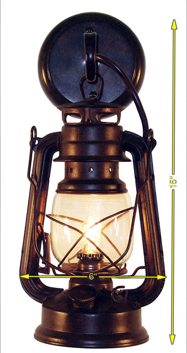 Rustic Wall Sconce Lantern Light, Authentic Oil Lantern Design - Rust Patina Finish, Small by Muskoka Lifestyle Products USA - open_box