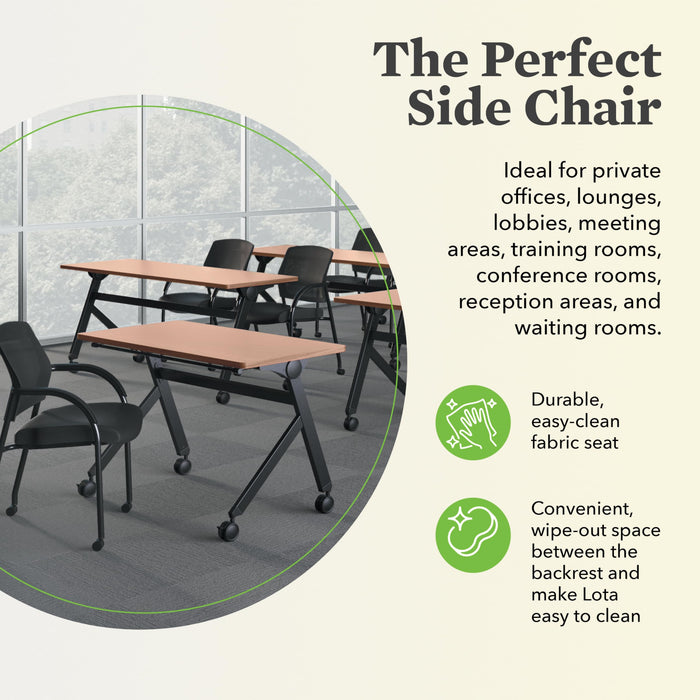 HON Lota Office Guest Chair Stackable Waiting Room Chairs - Mesh Back Side Office Guest Chairs & Reception Chairs with Wheels, Arms - Lobby Chairs for Conference, Breakroom, Church, School,
