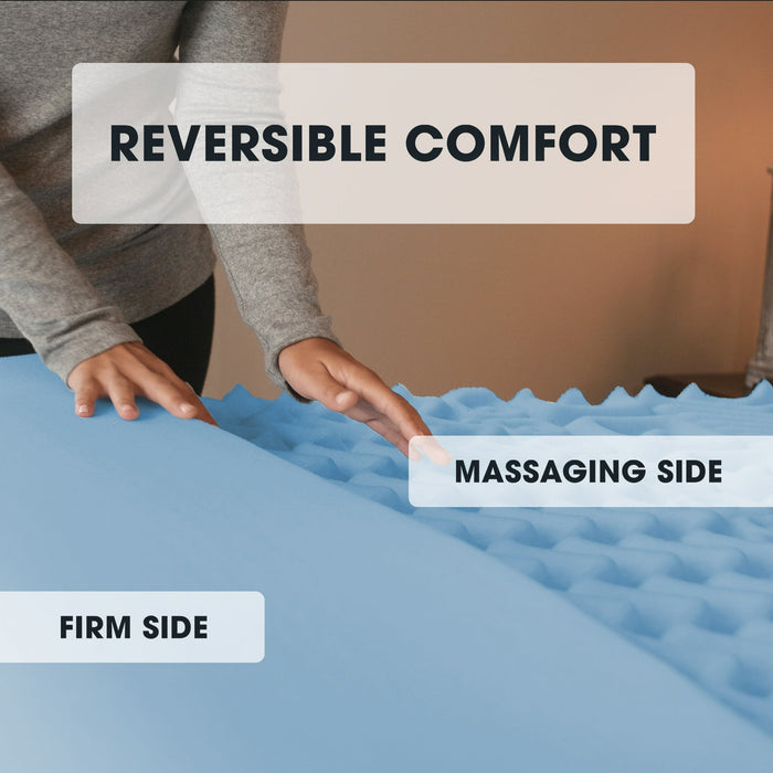 Mainstays 1.5” 7-Zone Reversible Memory Foam Mattress Topper, Queen - new