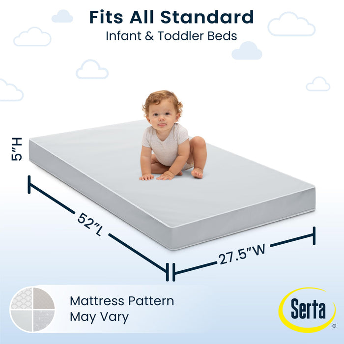 Serta Perfect Start Limited Dual Sided Baby Crib Mattress and Toddler Mattress, Breathable Fiber Core, GREENGUARD Gold Certified, Waterproof, 7 Year Warranty, Made in USA - new