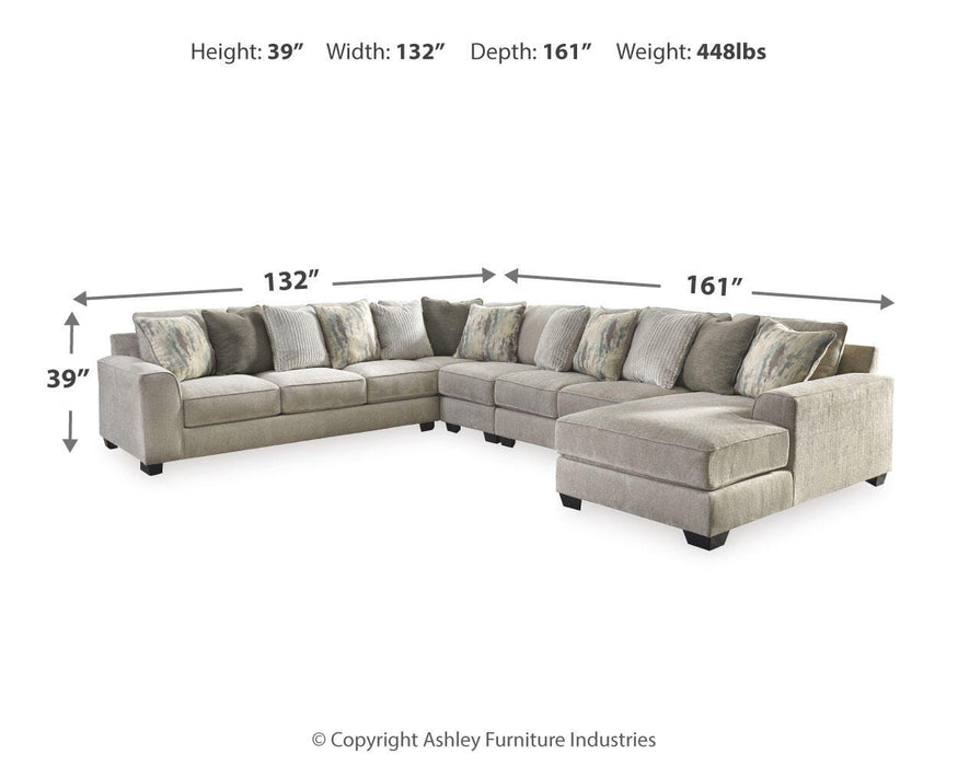 Ardsley Pewter Ardsley 5-Piece Sectional with Chaise