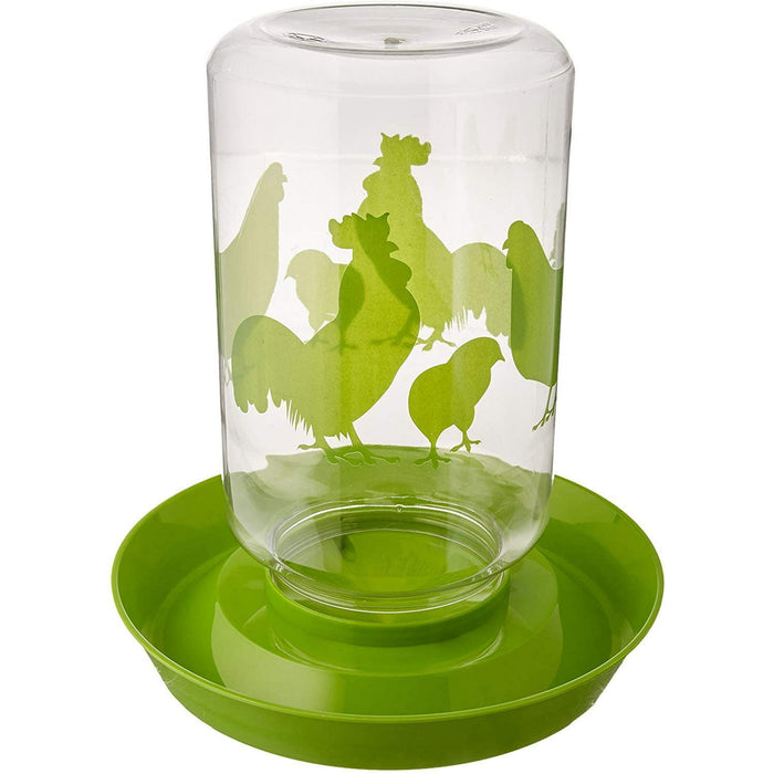 Happy Home Pet Products Plastic Chicken Feeder or Waterer, Green, 128oz Water, 8 lbs of Food 1 Count - open_box