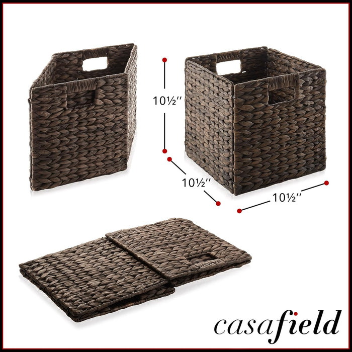 Casafield 10.5" x 10.5" Water Hyacinth Storage Baskets, Espresso - open_box