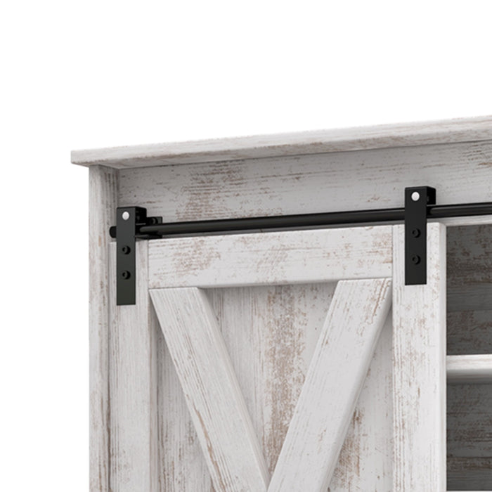 Uforic Shoe Cabinet with Sliding Door & Shoe Bench,Farmhouse Narrow Slim 5-Tier Adjustable Shoe Storage Organizer for 20 Pairs for Entryway, Foyer, Embossed White - new