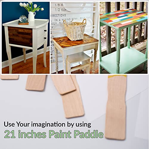 WoodU Paint Craft Sticks 21"- Bamboo Wax Sticks, Natural Wood Popsicle Sticks for Home, Office - Hard Wood Stirrers - Wooden Craft Sticks Mixing Paddles for Epoxy or Resin & Garden Sign - ne